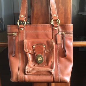 Coach Whiskey Brown Leather Legacy Tote Bag