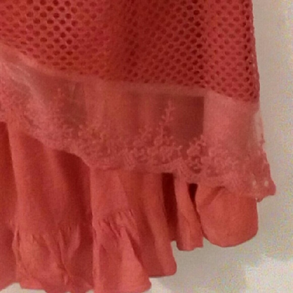 Red Dress with Mesh, Lace & Ruffles - Picture 3 of 4