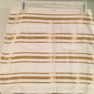 J. Crew Gold and White Stripe Skirt