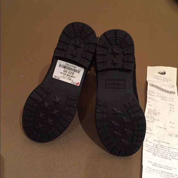 NINE WEST KIDS-GIRLS BLACK LEATHER BOOTS - Picture 3 of 4