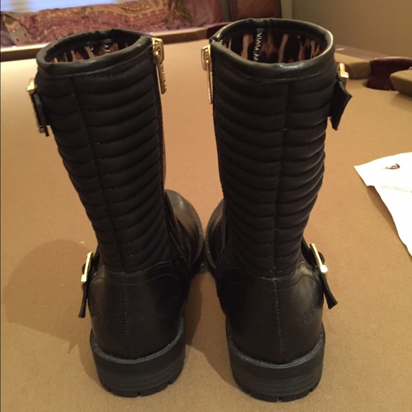 NINE WEST KIDS-GIRLS BLACK LEATHER BOOTS - Picture 4 of 4
