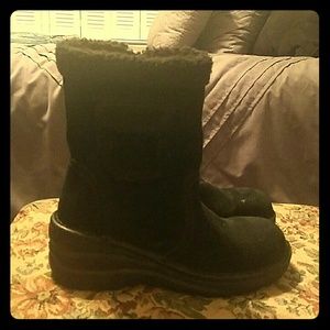 Black suede boots