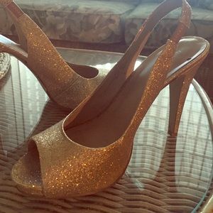 Gold glitter heels
