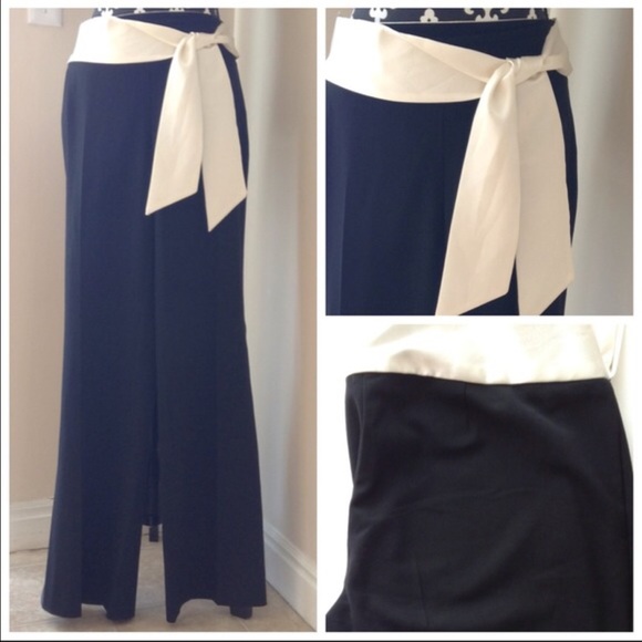 Black pants with fabric belt