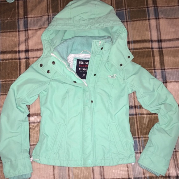 Hollister all weather jacket XS mint green coat