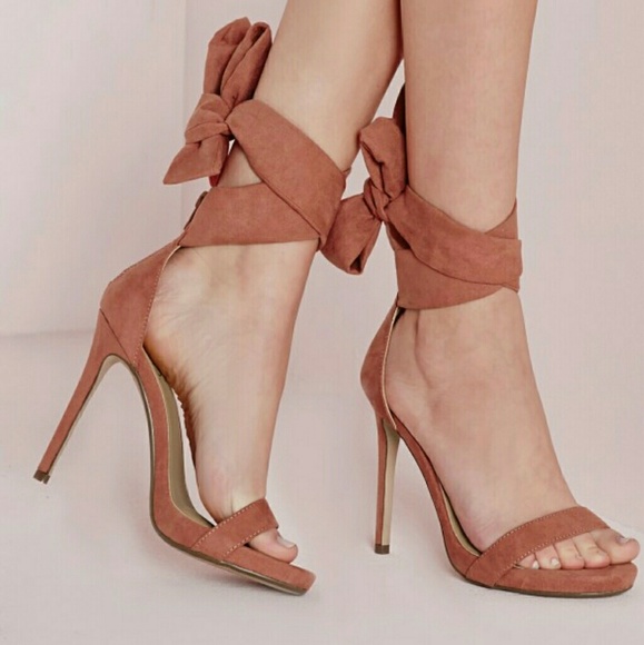 Missguided pink ankle tie heels sz 8 NWT - Picture 1 of 2