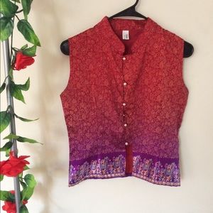 Silk Asian style crop top