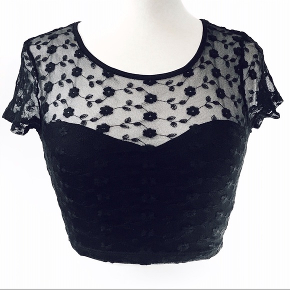 Pins & Needles black mesh crop top