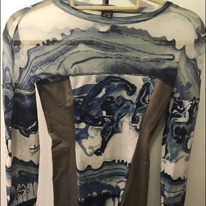 Mesh top, blue pattern Jean Paul Gaultier