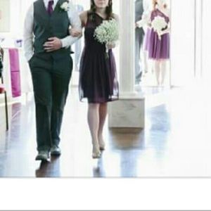 David's Bridal short plum dress