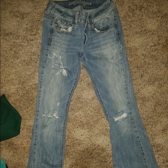 American Eagle distressed Flares