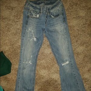 American Eagle distressed Flares