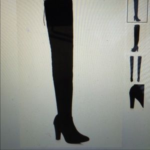 Black suede thigh high boots!