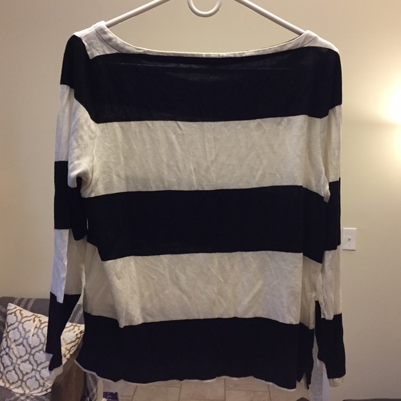 J Crew Black & White Wide Striped Sweater - Picture 2 of 3