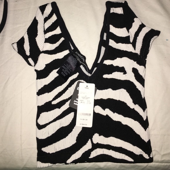 NWT Bebe crop zebra top - Picture 1 of 2