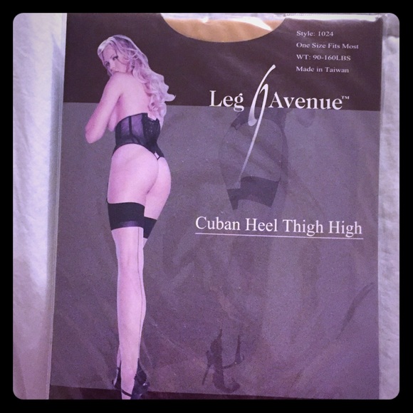 Leg Avenue Cuban heel thigh highs. Nude color