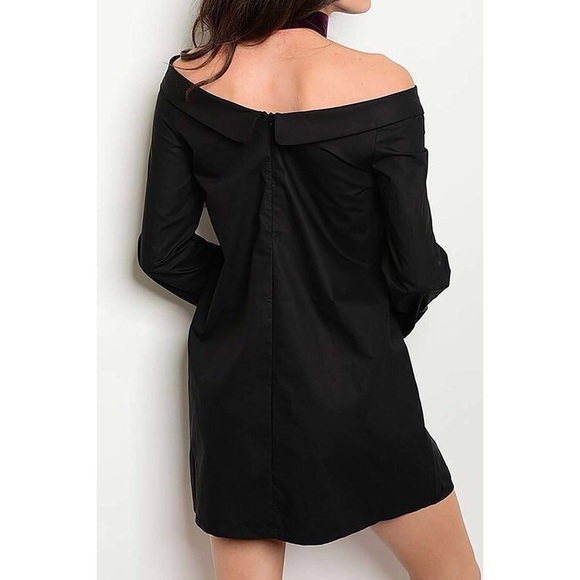 Audrey Off Shoulder Dress in Black - Picture 2 of 2