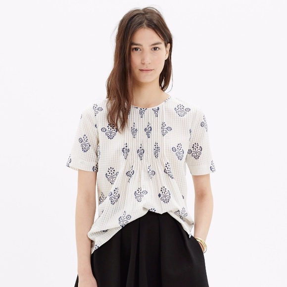 Madewell Pintuck Tee in flowerstamp Silk Blouse
