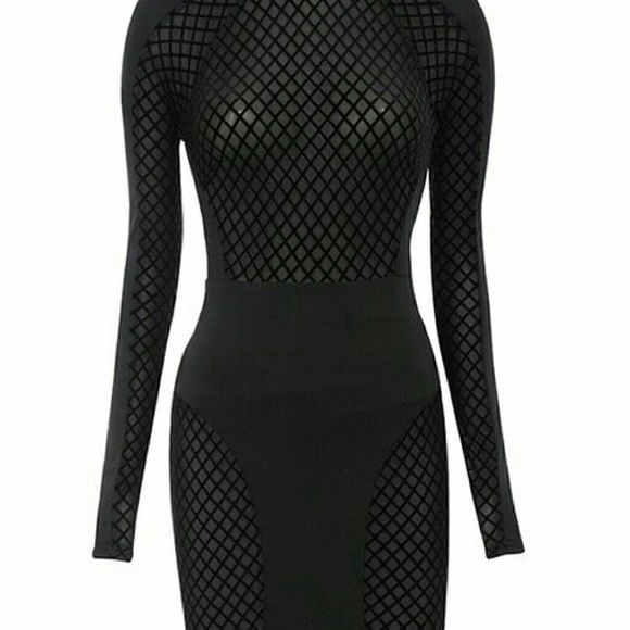 BLACK BANDAGE BODYCON DRESS