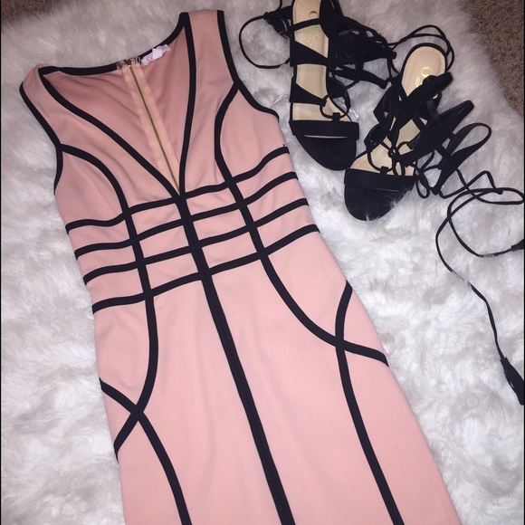 Blush low cut dress