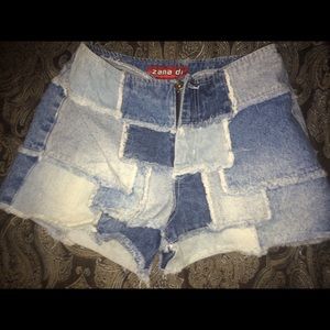 Patched Jean Shorts