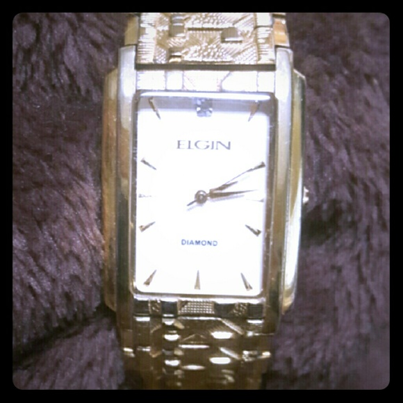 Men's Elgin gold tone diamond watch