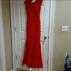 Long Lace Allover Red Dress (Bridesmaid)