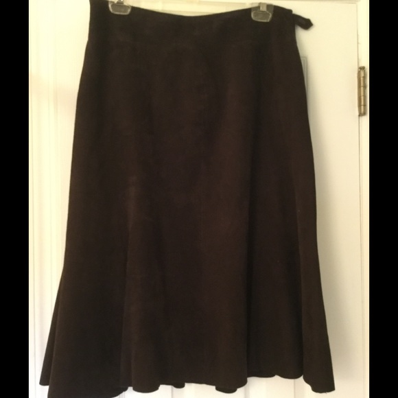 Eileen Fisher Chocolate brown suede skirt