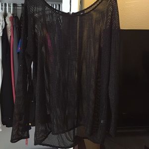 ROCK & REPUBLIC MESH LONG SLEEVE TOP