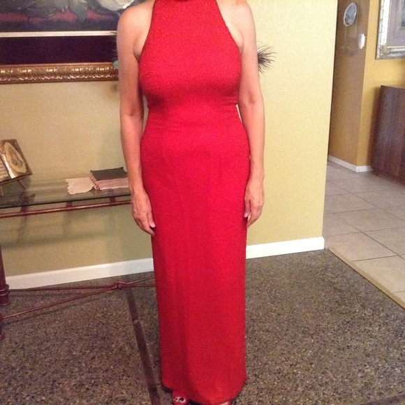 Red beaded gown
