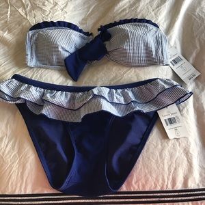 NWT Lauren James Seersucker Bikini, Size Large