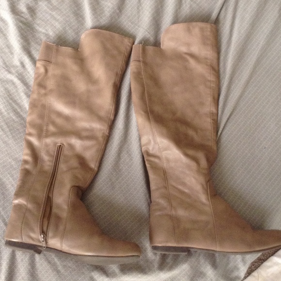 Fergie taupe knee high boots