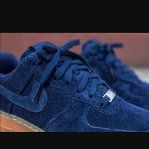 Nike Air Force one blue suede with gum sole