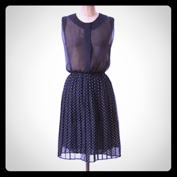 Sheer navy polka dot dress