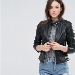 Barney's Originals Asymmetric Leather Biker Jacket