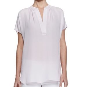 VINCE 100% silk popover vneck violet top
