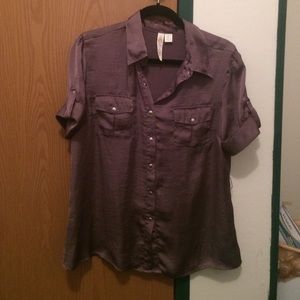 Silky brown button up