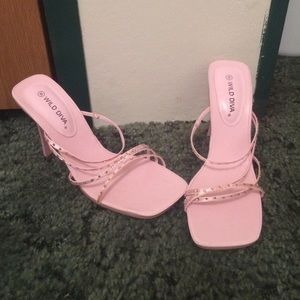 Pink strappy heels