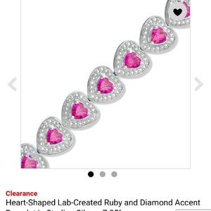 Sterling silver pink heart bracelet