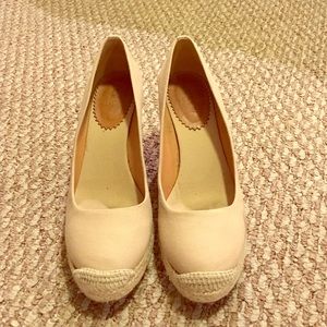 J. Crew closed toe espadrille wedges.