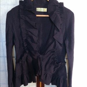 Charlie & Robin Boiled wool ruffled sweater jacket