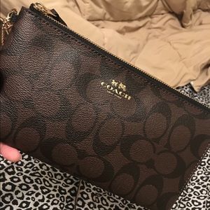 Coach double zipper wristlet