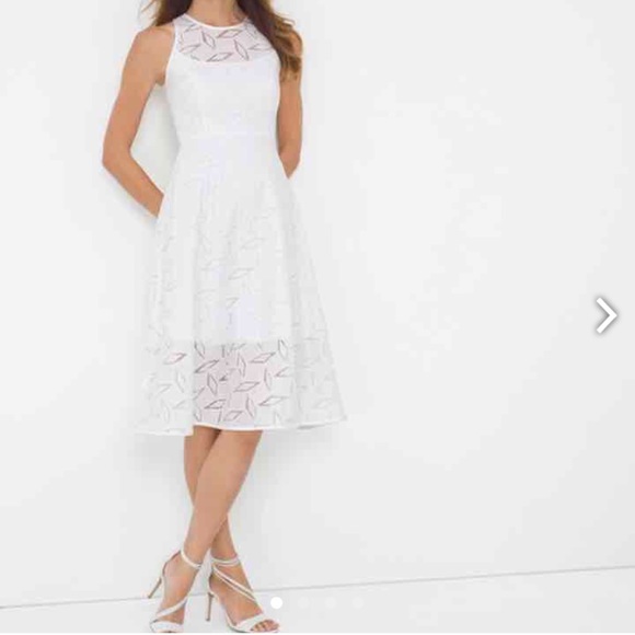 WHBM Geo Print Fit'n Flare Dress