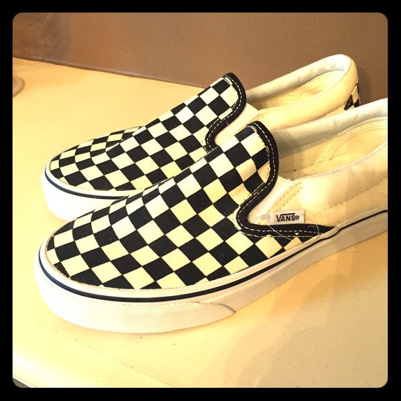 Vans boys checkerboard slip on