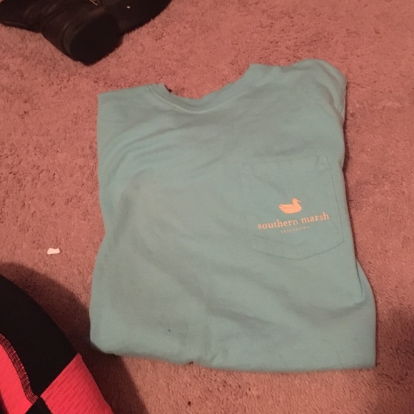 Blue green southern marsh pocket tee