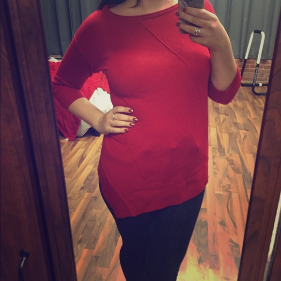 Red asymmetrical sweater