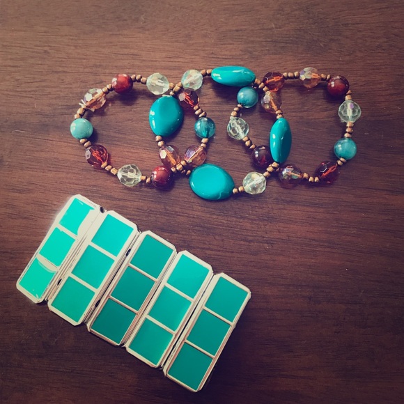 Teal/turquoise colored bracelets