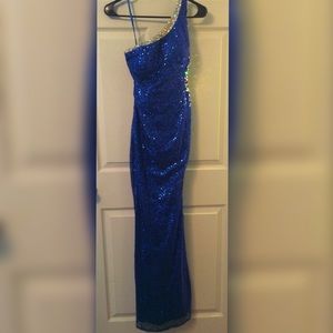 Royal blue sequin prom dress