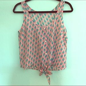 Tie Cropped Tank Button Up