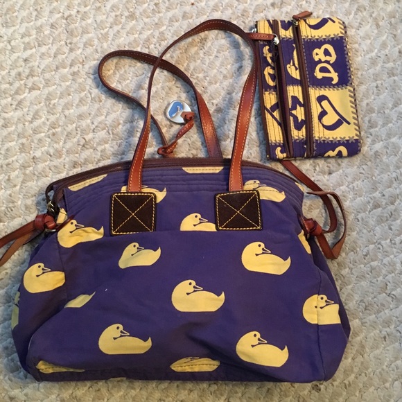 Purple and yellow Dooney & Burke purse w/wallet